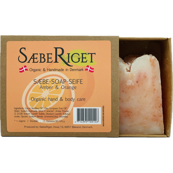 kologisk fast hndsbe bar Rav og Appelsin - 100 gram