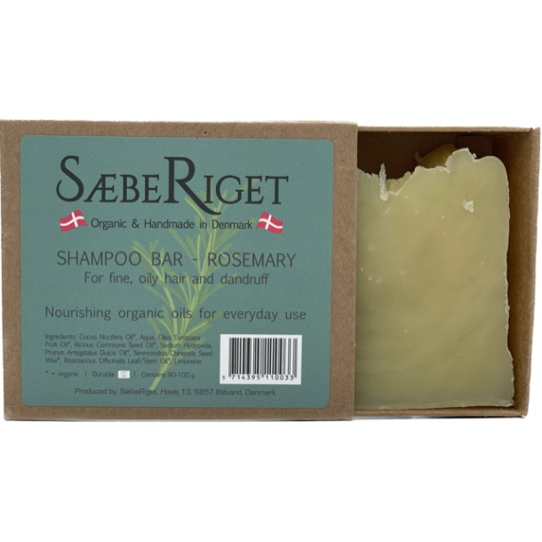 Økologisk shampoo bar rosemarin 100 gram - SHAMPOO BAR SæbeRiget
